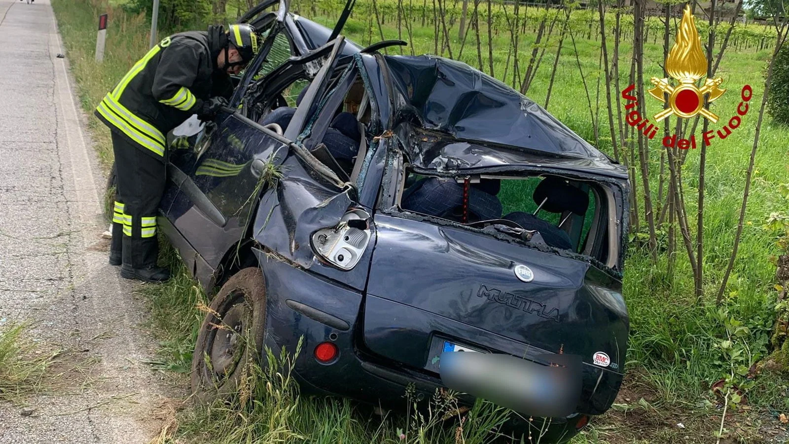 La Fiat Multipla coinvolta nell'incidente